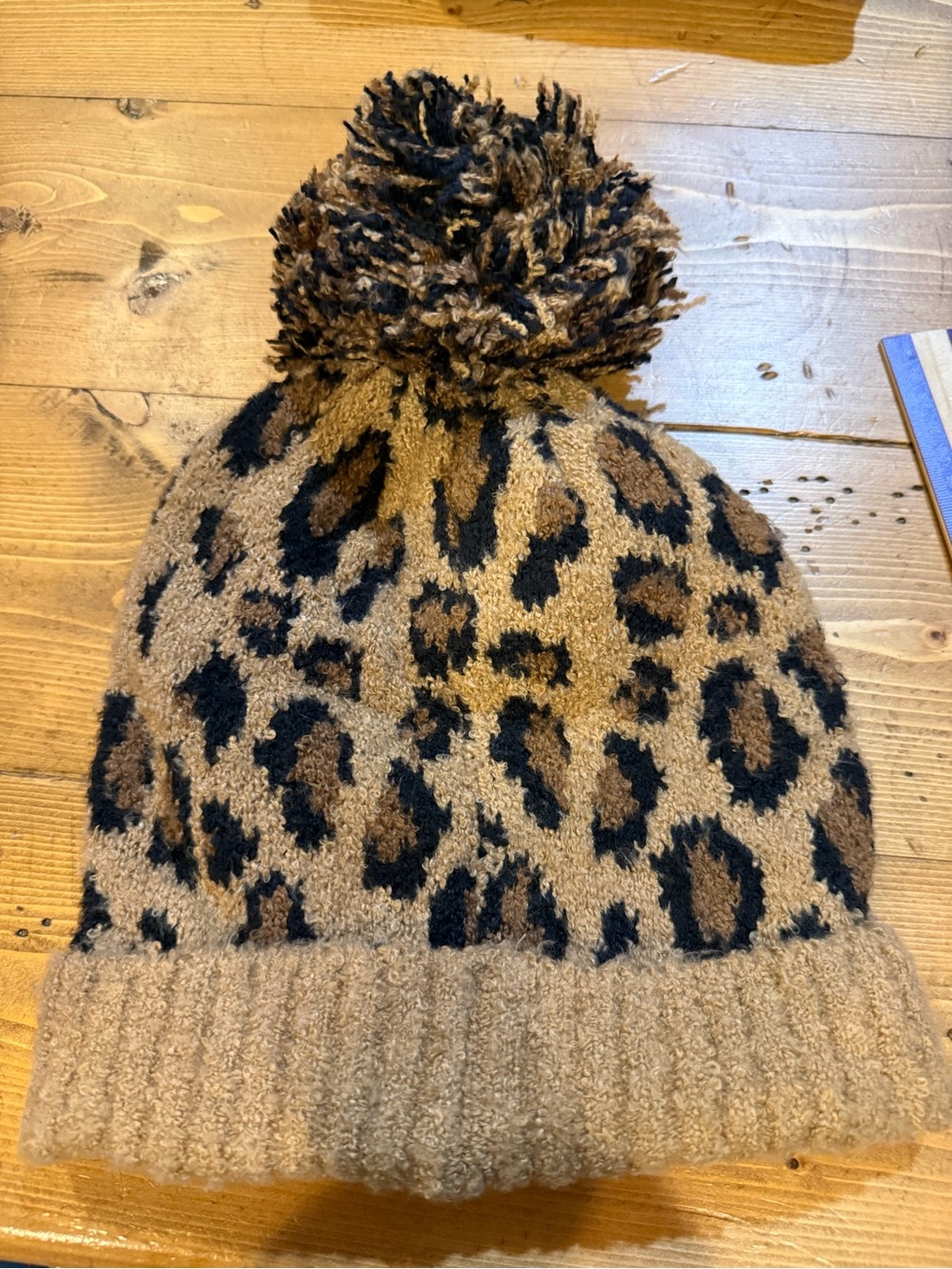 C.C Leopard Pom Beanie - Tan and Black